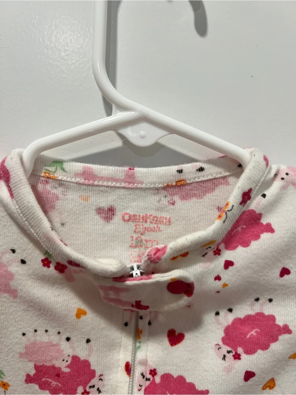 OshKosh B’gosh 12M Footed Zip Sleeper Pajamas | Pink Sheep Print
